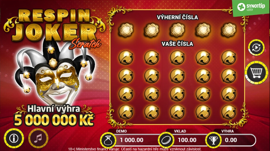 Setřete si online stírací los Respin Joker Scratch