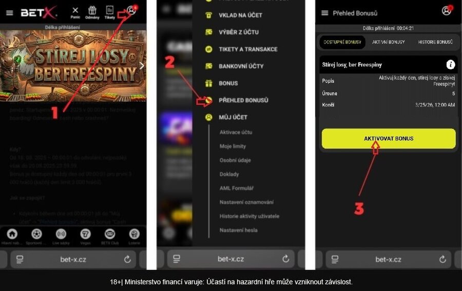 Aktivujte si bonus na BETX losy – postup...