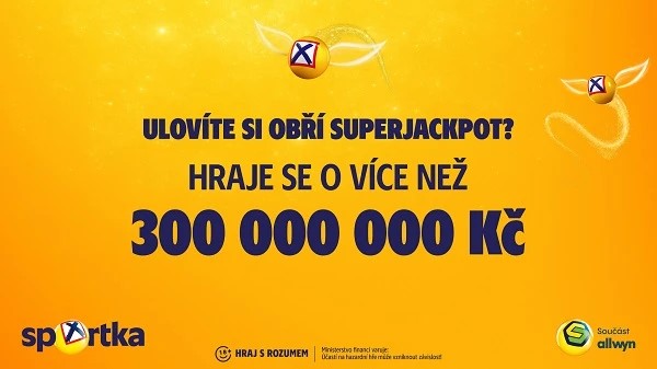 Superjackpot Sportky přesáhl 300 milionů Kč