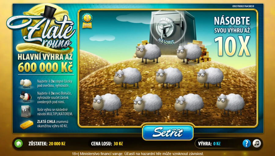 Setřete si online los Zlaté rouno od Sazky