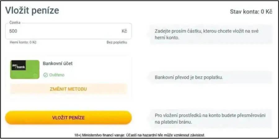 Maxa vklad na konto je snadný a rychlý