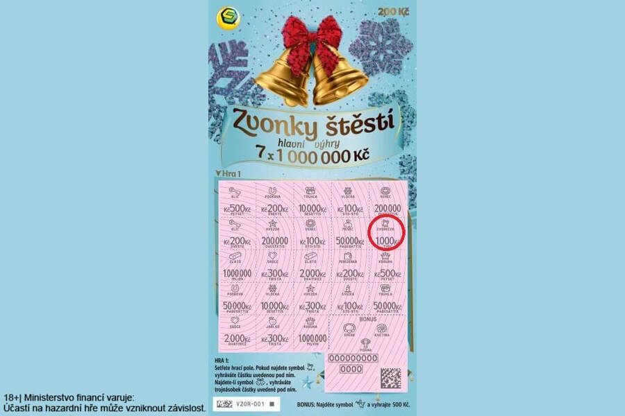 Výherní vánoční los Zvonky štěstí od Sazky