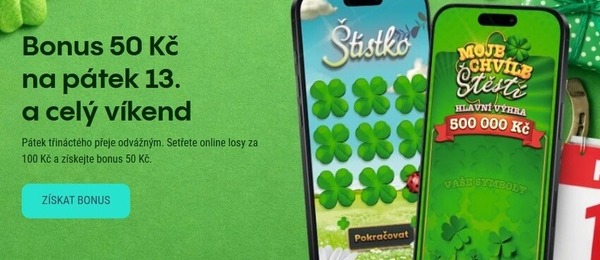 Získejte bonus 50 Kč na pátek 13. a celý víkend.