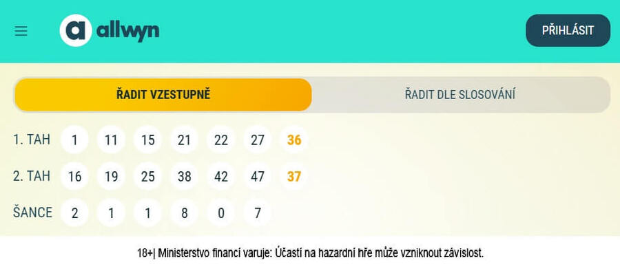 Ukázka výsledku ve Sportce