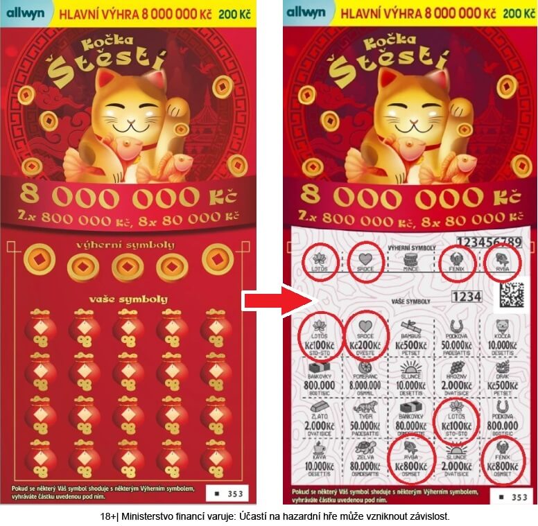 Stírací los Kočka štěstí