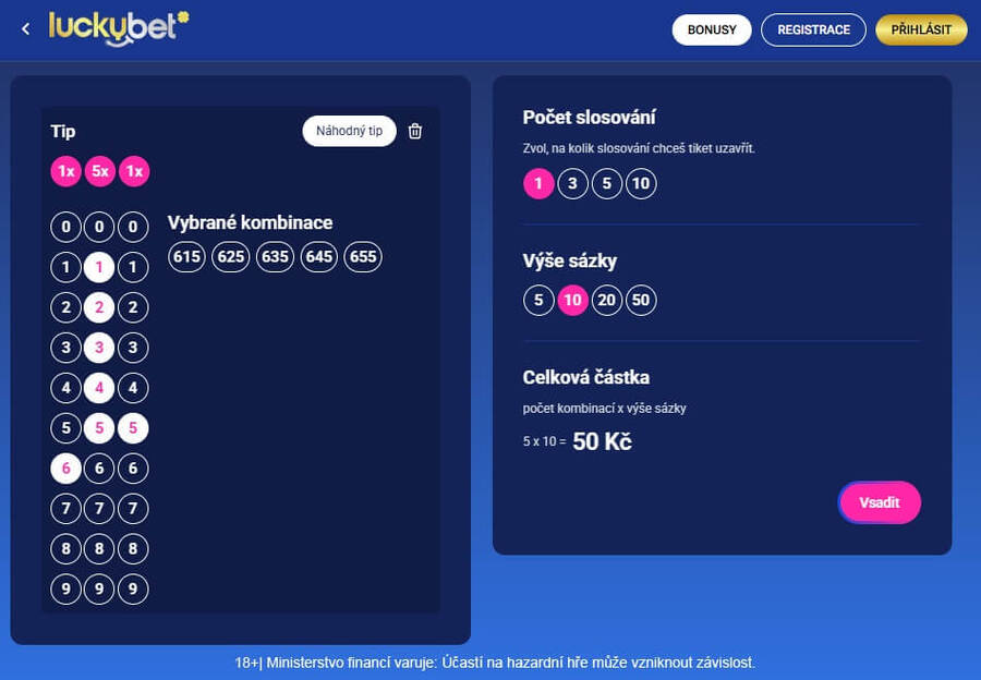 Jak vsadit Sejf KOMBI od LuckyBetu