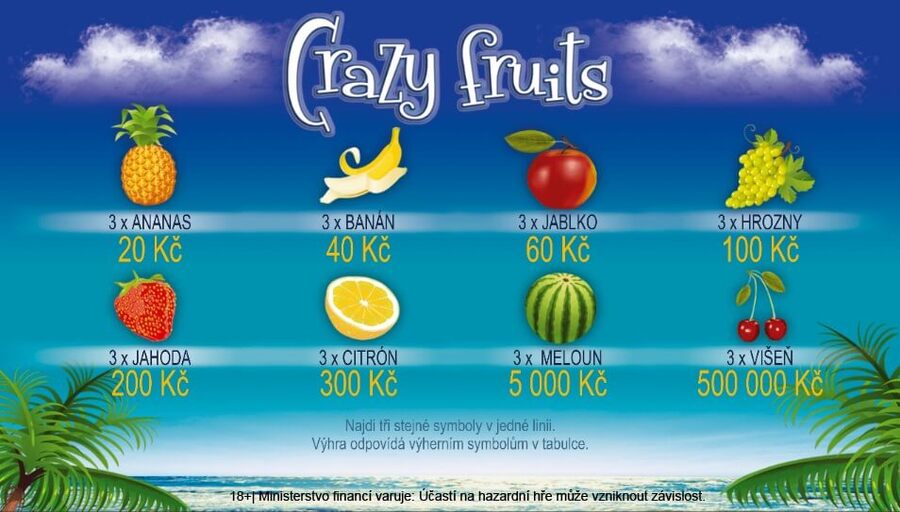 Stírací online los Crazy Fruits výhry