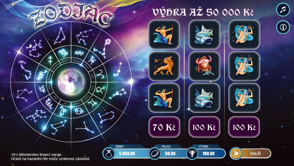 Online stírací los Zodiac od LuckyBet