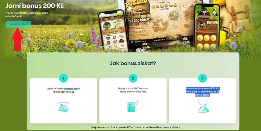 Allwyn Jarní bonus 200&nbsp;Kč