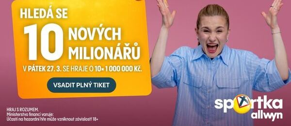 Vsaďte si dnes do 19:00 Sportku a hrajte o 10x milion a Superjackpot 206 milionů.