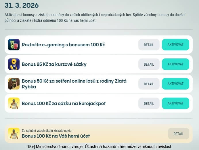 Získejte bonusy pro dnešní den 31. 3.&nbsp;v&nbsp;Allwyn Velikonočním kalendáři.