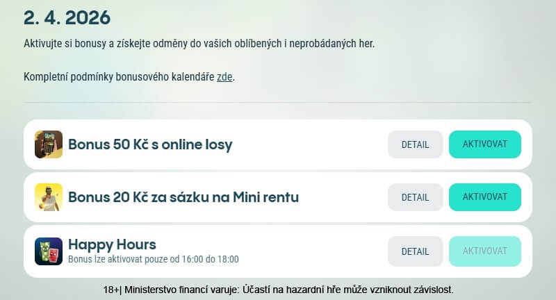 Získejte bonusy ve Velikonočním kalendáři pro 2.&nbsp;4. 2026.