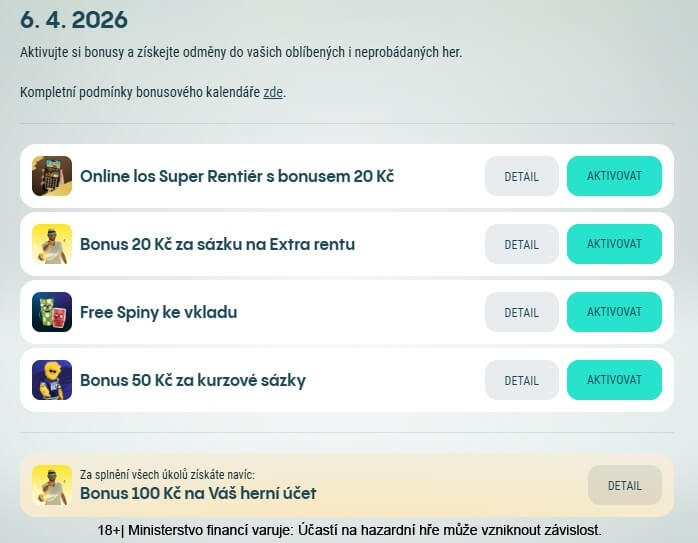 Získejte bonusy ve Velikonočním kalendáři pro 6.&nbsp;4.&nbsp;2026.