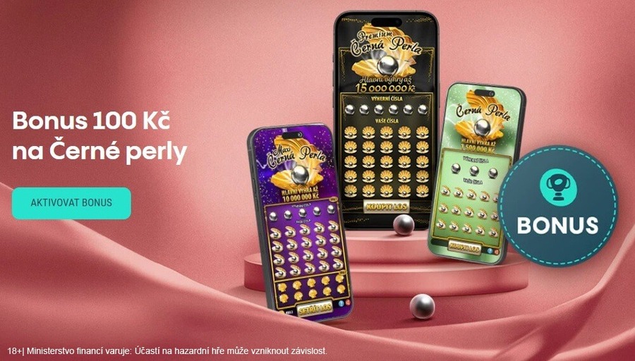 Allwyn losy: Bonus 100&nbsp;Kč na Černé perly