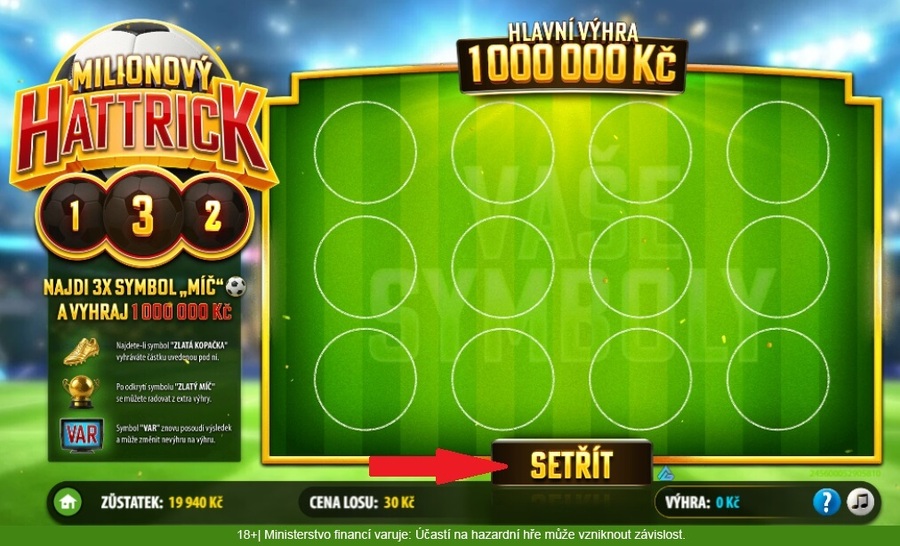 Stírací online los Milionový hattrick před setřením