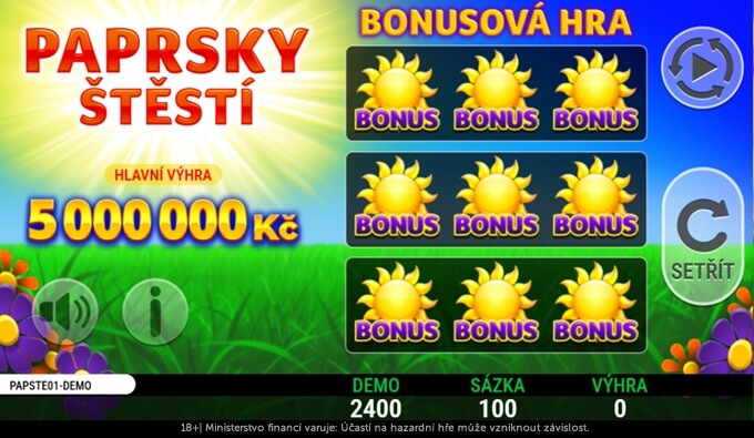 Online los Paprsky štěstí - bonusová hra