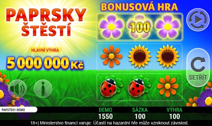 Online los Paprsky štěstí - bonusová hra po setření