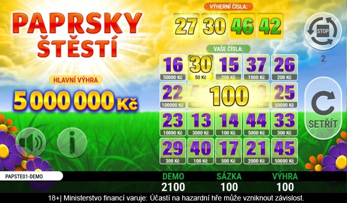 Online los Paprsky štěstí po setření
