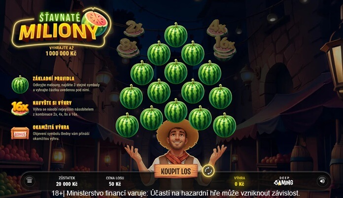Online los Šťavnaté miliony je možné setřít u&nbsp;Allwynu za 50&nbsp;Kč