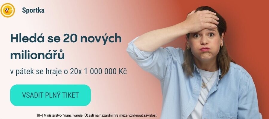 Vsaďte si na dnešní losování Sportky plný tiket a&nbsp;hrajte o&nbsp;zaručené extra miliony navíc.