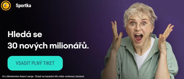 Vsaďte si dnes plný tiket Sportky a zapojte se do slosování o extra 30 milionů.