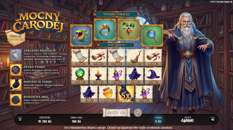 Stírací online los Mocný čaroděj od Allwynu po setření
