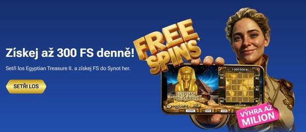 Stírejte každý den losy Egyptian Treasure II a získejte bonusové free spiny.