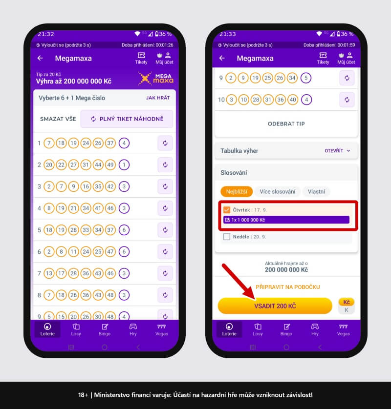 Plný tiket Megamaxy si vsadíte na několik kliknutí, je to snadné.