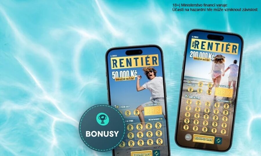 Získejte 1x los Mega Rentiér zdarma + bonus 100&nbsp;Kč. Stačí splnit jednoduché podmínky.