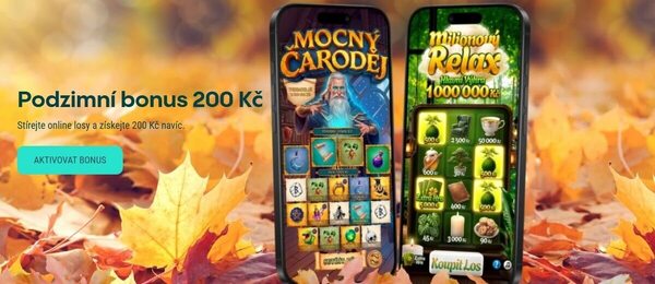 Získejte Podzimní bonus 200 Kč s Allwyn online losy.