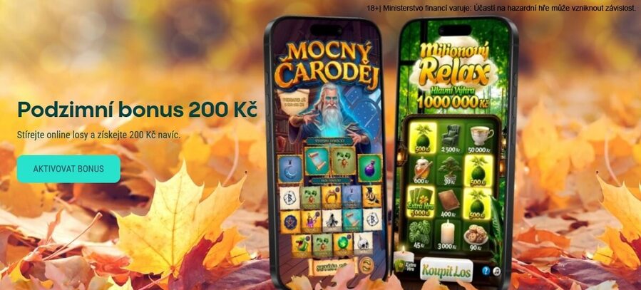 Získejte Podzimní bonus 200&nbsp;Kč s&nbsp;Allwyn online losy.