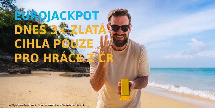 Vsaďte si dnes plný tiket Eurojackpotu a&nbsp;hrajte navíc o&nbsp;tři zlaté cihly za 2 miliony&nbsp;Kč.