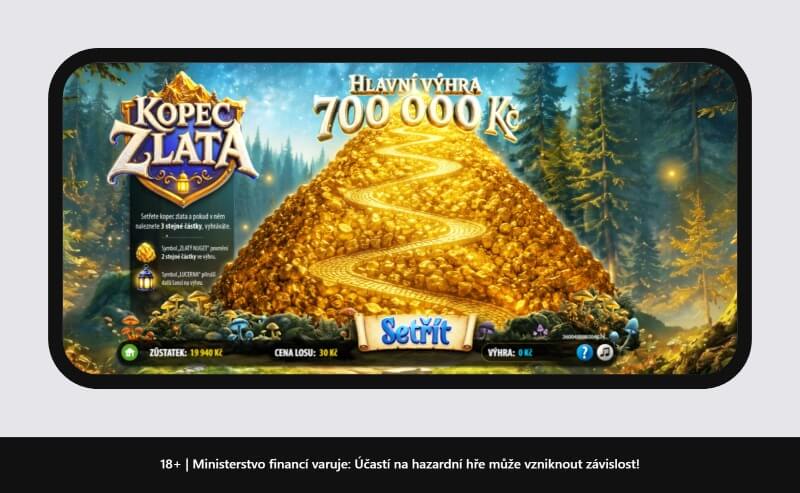 Online stírací los Kopec zlata