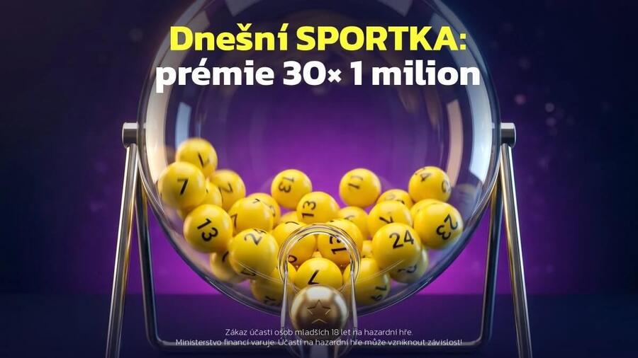 Sportka 23. 10. 2026 – plný tiket hraje o&nbsp;prémii 30x 1 milion.
